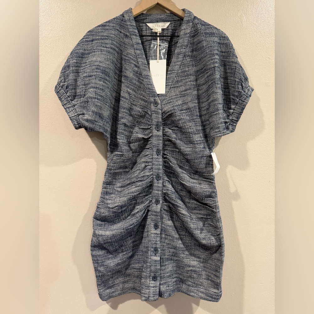 Joie Charcoal Button-Down Ruched Shirt Dress or Tunic NWT Size Medium to Large